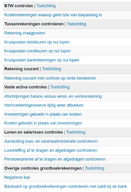 Controles van de boekhouding